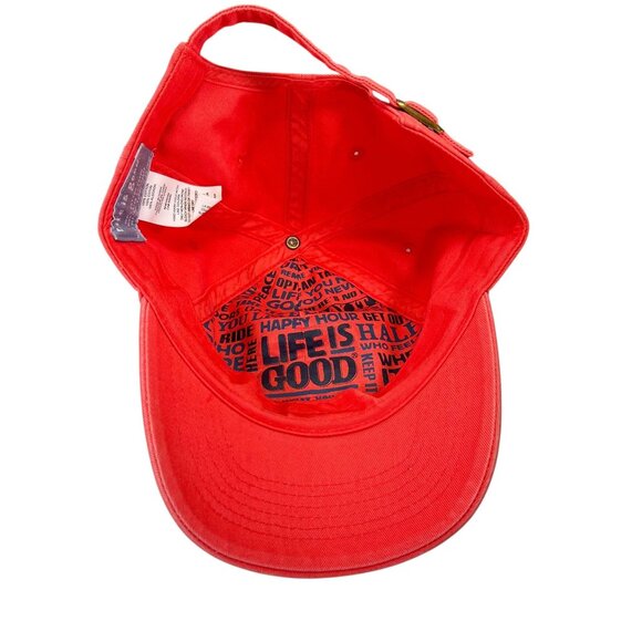Life Is Good Heart Mountain Embroidery Faded Orange Red Baseball Cap Adjustable - Picture 7 of 10